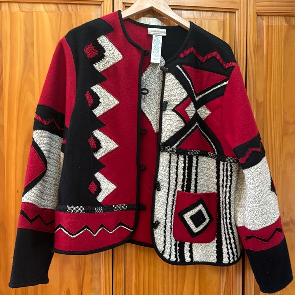 Vintage Coldwater Creek wool blend southwest Aztec print button down jacket